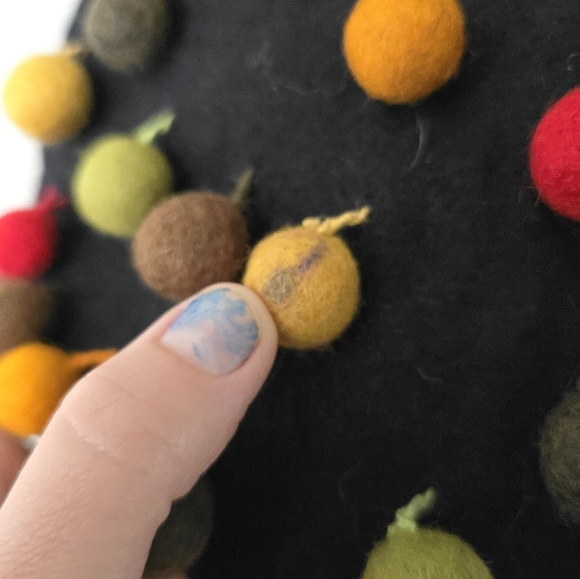 Multicolor Pom Pom Ball Purse Shoulder Bag 100% Wool Made In Nepal - Picture 3 of 11